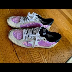 Pink glitter Golden Goose sneakers for women